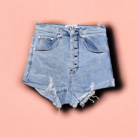 One Teaspoon Women's Blue Denim Shorts Size US 0 NWT - Picture 4 of 8